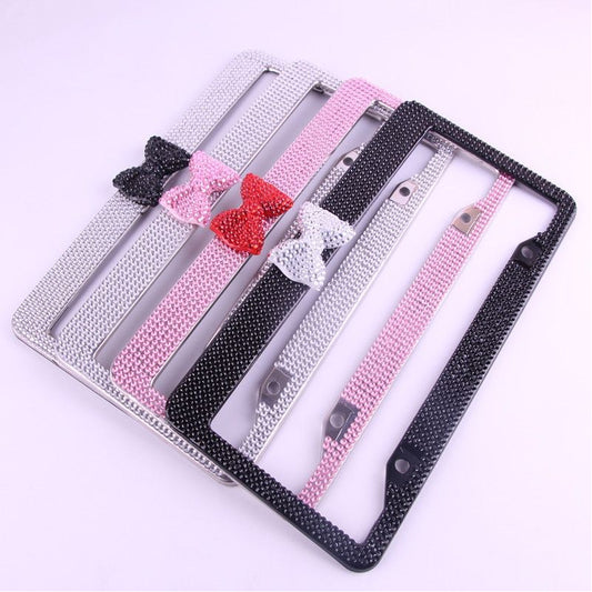 Bling Rhinestone License Plate Steel Frame